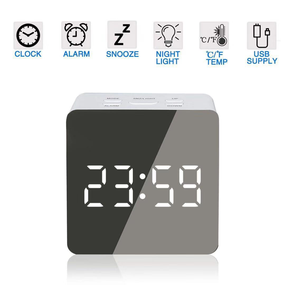Dual-purpose Mirror Alarm Clock Battery Plug-in Makeup Mirror Clock - Luxitt