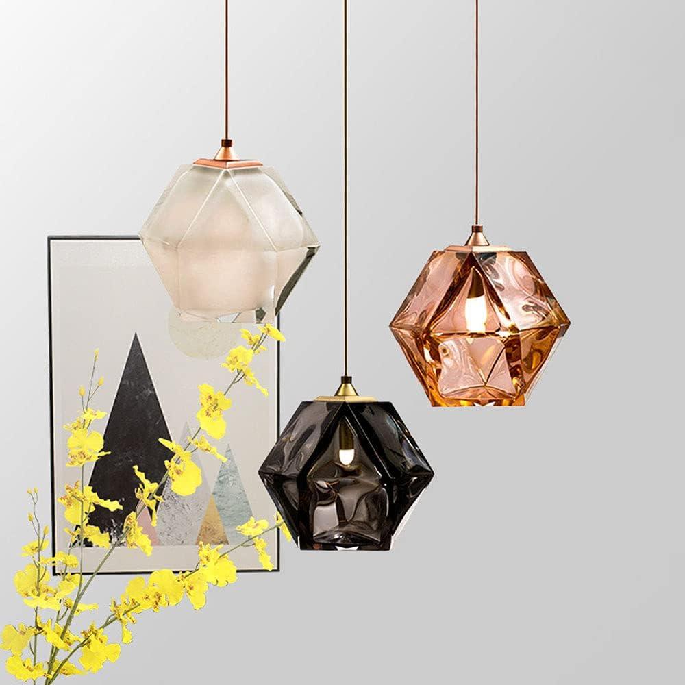 Soot Amber Transparent Glass Pendant Light Metal Droplight Polygonal Suspension Modern Minimalist Ceiling Pendant Lights - Luxitt