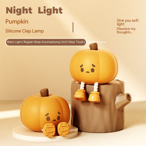 Home Decor Halloween Pumpkin Night Light Cute Soft Silicone Lamp Touch Dimmable Rechargeable Bedside Decor Light Kids Gifts Halloween Decorations - Luxitt