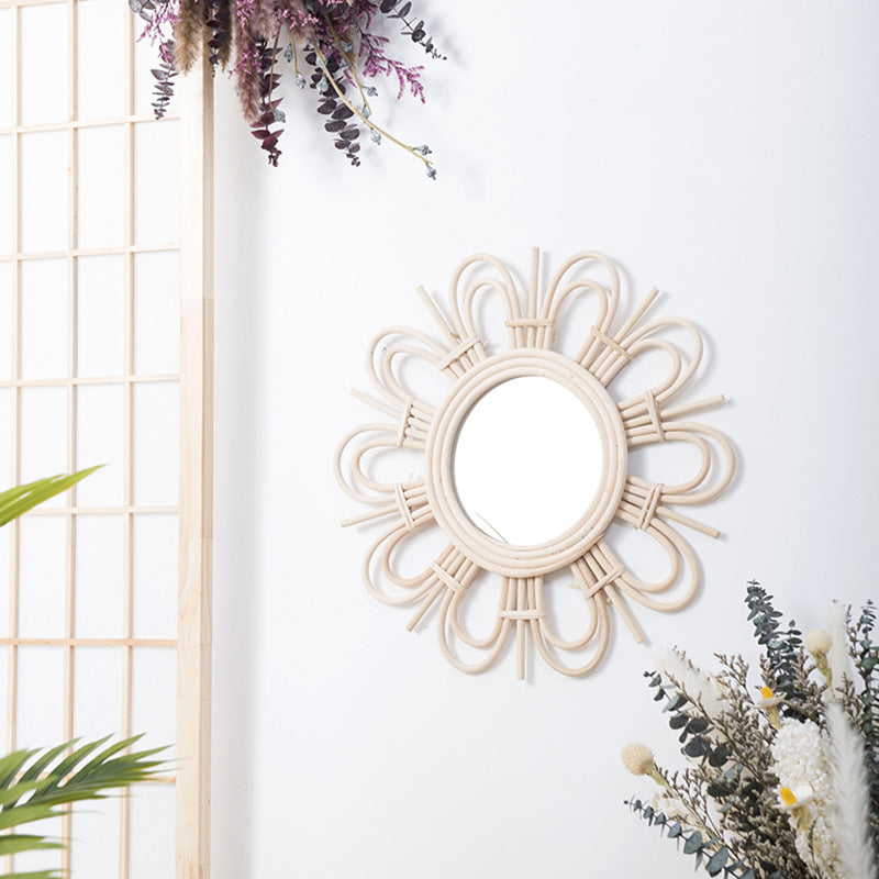 Creative Wicker Wall-Mounted Decorative Makeup Mirror - Luxitt