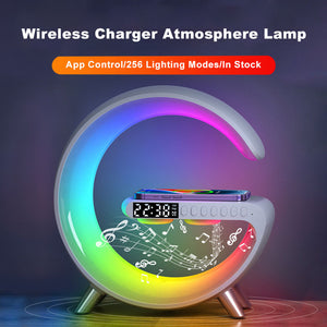 New Intelligent G Shaped LED Lamp Bluetooth Speake Wireless Charger Atmosphere Lamp App Control For Bedroom Home Decor - Luxitt