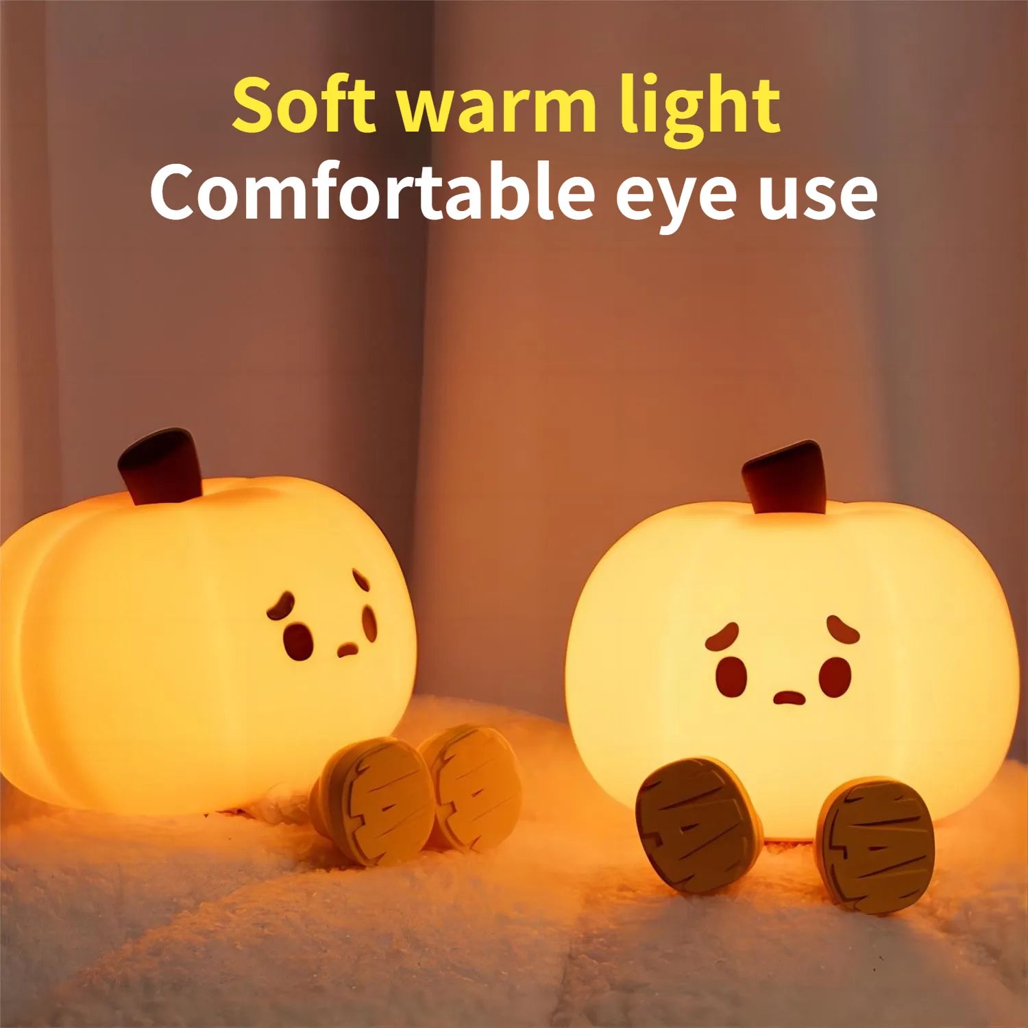 Home Decor Halloween Pumpkin Night Light Cute Soft Silicone Lamp Touch Dimmable Rechargeable Bedside Decor Light Kids Gifts Halloween Decorations - Luxitt