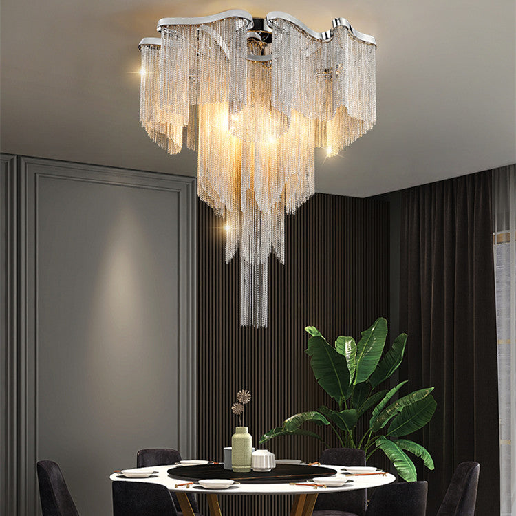 Nordic Light Luxury Tassel Aluminum Chain Chandelier - Luxitt